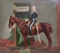 After E Hindle (British, 19th Century) over-painted print showing a British military officer