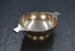 A George V silver quaich, of traditional form having a personalised inscription to the body, 'S.I.