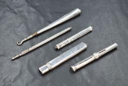 A George V silver cased pencil, of plain traditional form with pencil, marks for Chester 1921, maker