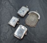 A George V silver vesta case, of plain rectangular form, marks for Birmingham 1919, maker W J
