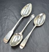 A George III silver Hanoverian pattern serving spoon, having 'MD' monogram to the front terminal and