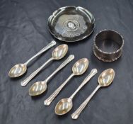A cased set of six Elizabeth II silver Dubarry pattern teaspoons, marks for Sheffield 1955, maker