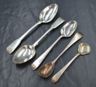 A George III silver fiddle pattern teaspoon, having 'JM' monogram to the terminal, marks for