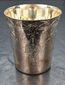 A boxed Elizabeth II silver christening cup, of traditional form having decorative engraved floral