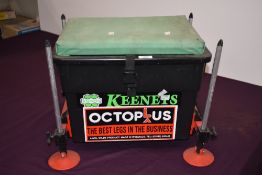 A padded on the bank seat with storagge box containing 6 spinning reels including Abu Cardinal 63,