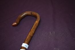 A Long shepherds crook walking stick with shaped wooden crook 156cm long