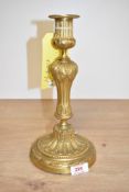 A early 20th century bronze and gilt Empire ormolu style candlestick, converted into a lamp, h27cm.
