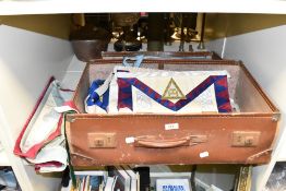 A masonic regalia housed in a suitcase, 1 complete set of Grand Lodge full dress Regalice P.G. STD