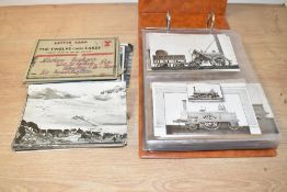 A vintage postcard album containing various European landscapes, to include Lochinver, Loch