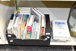 A box containing various geography maps and books, to include Walking in Central Lakeland, Walks