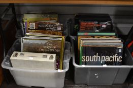4 boxes of 12' and 7' mixed genre records, to include South Pacific, Best of British Brass, The Land