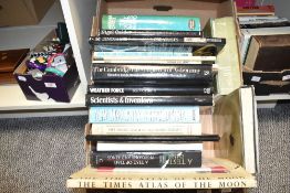 A mixed box of Atlases and Encyclopaedias, subjects to include A Guide To Stars and Planets, Graphic