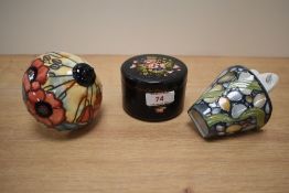 A pair of Moorcroft pottery style mushroom plugin night lights, sold together with costume jewellery