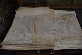 A folder of mid-20th Century paper Ordnance Survey Plans and another based on the Ordnance Survey