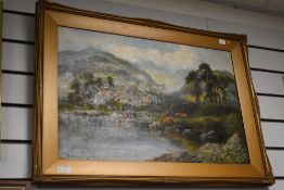 After Louis Bosworth Hurt (1856-1929) print, label to bottom Highland Glen, framed and glazed,