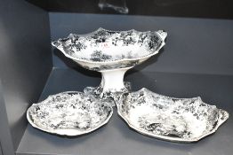 A 19th Century Ironstone black transfer printed table centre or fruit bowl decorated in an 'Indian