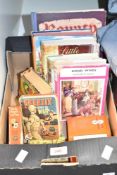 A box of books containing a 1940's Mickey Mouse by Walt Disney, Popeye all pictures comic, The