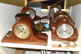 A group of early 20th century mantelpiece clocks, mechanical dials and pendulums ect, (10).