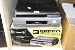 A 3 speed Steepletone vinyl turntable record player , model ST918, A/F.