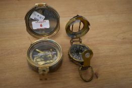 An early 20th century brass military type compass, marked to top 'Stanley London', w7cm, sold