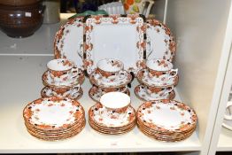 A vintage Wellington bone China part tea /dinner service, decorated in the Imari style pattern,