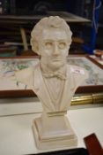 After F. Schubert (Italian) A vintage alabaster table top bust depicting composer A.Giannelli,