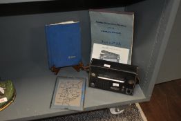 A NovaPal portable radio direction finder with original leather carry case, made in Japan, impressed