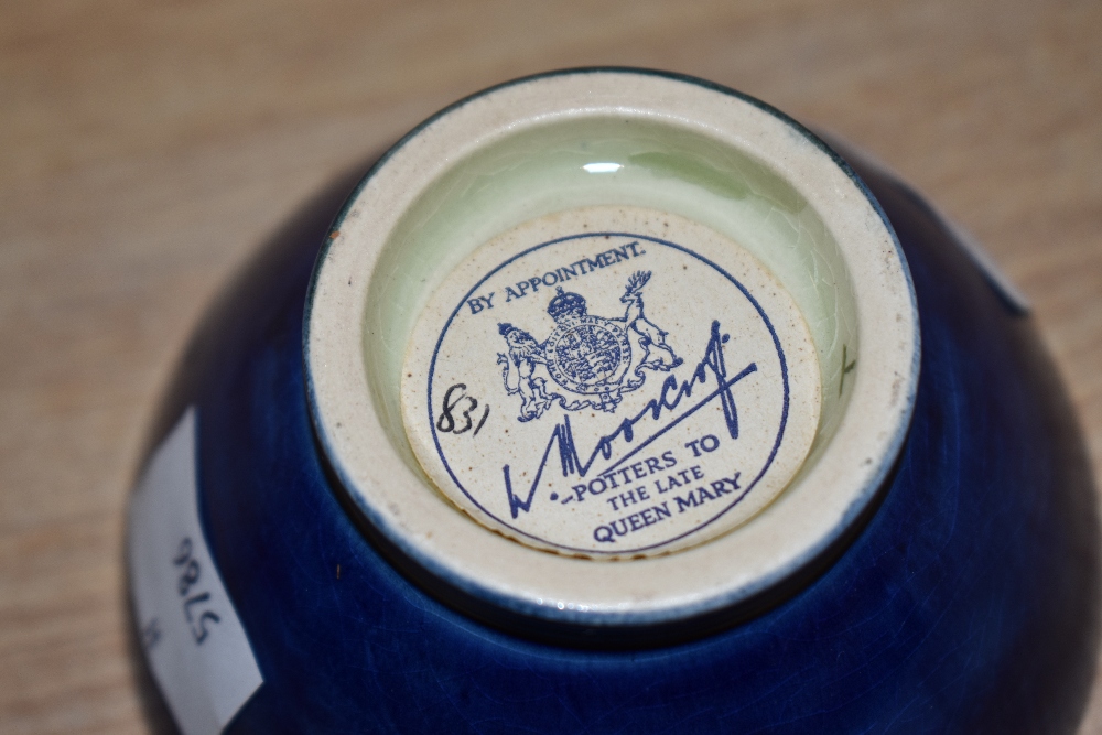 A small attractive Moorcroft pottery bowl, decorated with poppy on a blue glaze ground, pattern No. - Image 3 of 3