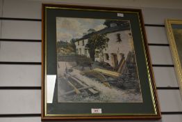 After A.Heaton Cooper (1863-1929) monochrome print, signed to bottom right, Joiners Shop, framed and