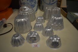 A group of 1970's Helpmate aluminium jelly moulds, largest 10cm, approx. 10.