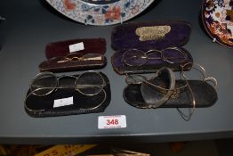 Various 19th / early 20th century yellow spectacles, ( 4 ).