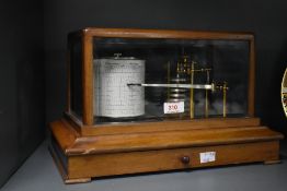 An Early 20th Century Fine Traditional English Mahogany Barograph by Casella, London, set in a glass