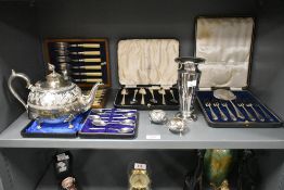 A 19th century silver plated teapot, beautifully decorated having acanthus leaf scrolls, h15cm, sold