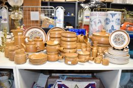 A large Denby Langley Canterbury stoneware dinner / tea service, to include a pair of lugged