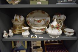A Royal Albert lobed form Bone China part tea / dinner service, decorated in the Old Country Rose