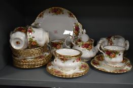 A early 20th century Royal Albert Bone China tea service, decorated in the Old Country Roses