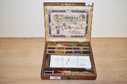 A late 19th / early 20th century watercolour set, fitted interior complete with porcelain pallets,