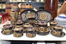 A large Denby Arabesque pattern dinner service, comprising of four oval serving platters, eight