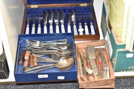 An early 20th century silver plated and mother of pearl dessert set / canteen, w36cm, sold