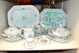An Adams Wedgwood ironstone dinner service in the Singapore Bird pattern, having hand coloured birds
