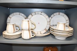 A Denby Triffle layers part dinner service, to include 4 mugs, 4 soup bowls, 4 plates and 4 saucers.