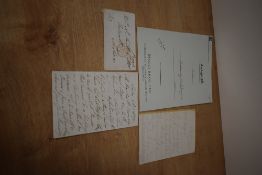 Manuscript. Duke of Wellington, 1837. Hand-written letter, in ink, with original envelope having wax