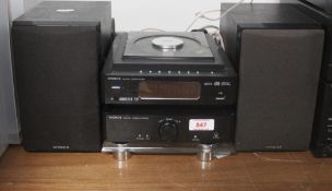 A Hitachi AX midi - micro system with speakers and top loading cd player