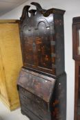 A Japanesque lacquered style bureau bookcase, height approx. 218cm, width 92cm