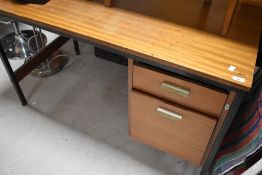 A vintage sapele desk , width approx. 120cm