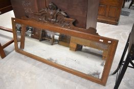 A late 19th or early 20th Century oak frame overmantel mirror , approx width 156cm