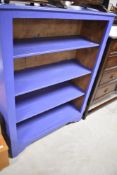 A painted bookshelf, in dark lilac shade, width approx. 92cm