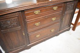 A Victorian mahogany sideboard base, width approx. 176cm