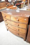 A 19th Century mahogany bow fronted chest of two over three drawers, width approx. 104cm