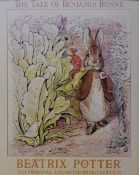 Artist unknown, colour print 'The Tale of Benjamin Bunny' within a simple wood frame. 50cm x 39.5cm,
